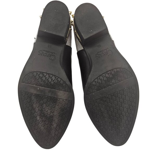 Circus By Sam Edelman Black & White Ankle Boots With Gold Studded Heel - Picture 11 of 12